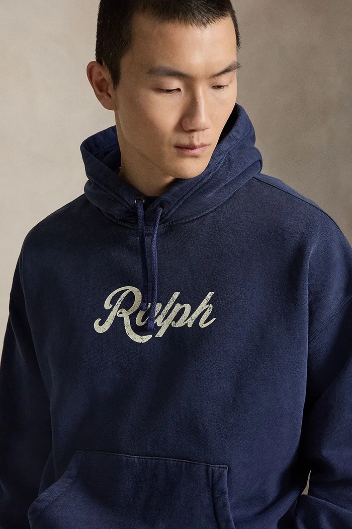 Polo Ralph Lauren VINTAGE FLEECE кофта с капюшоном с хлопком тёмно-синий 710B19140001