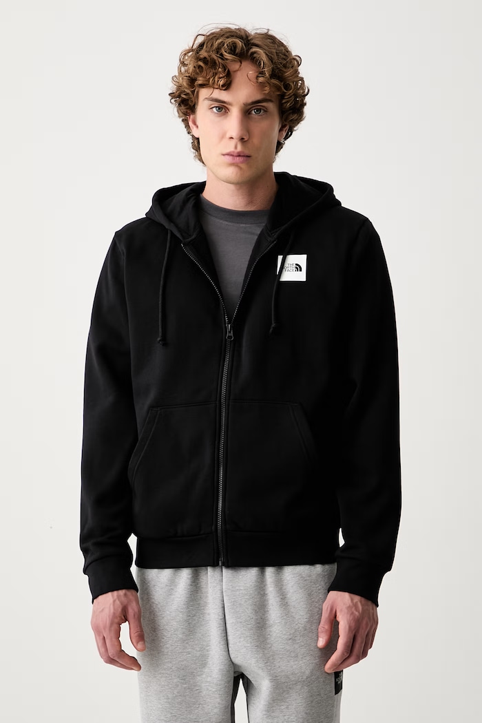 The North Face felpa con cerniera e cappuccio da uomo con cotone Box Regular nero NF0A8JAZJK31