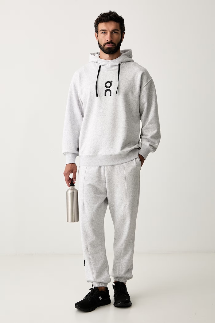 On bluza z kapturem męska z bawełną Club 1ME10031756 szary AW26