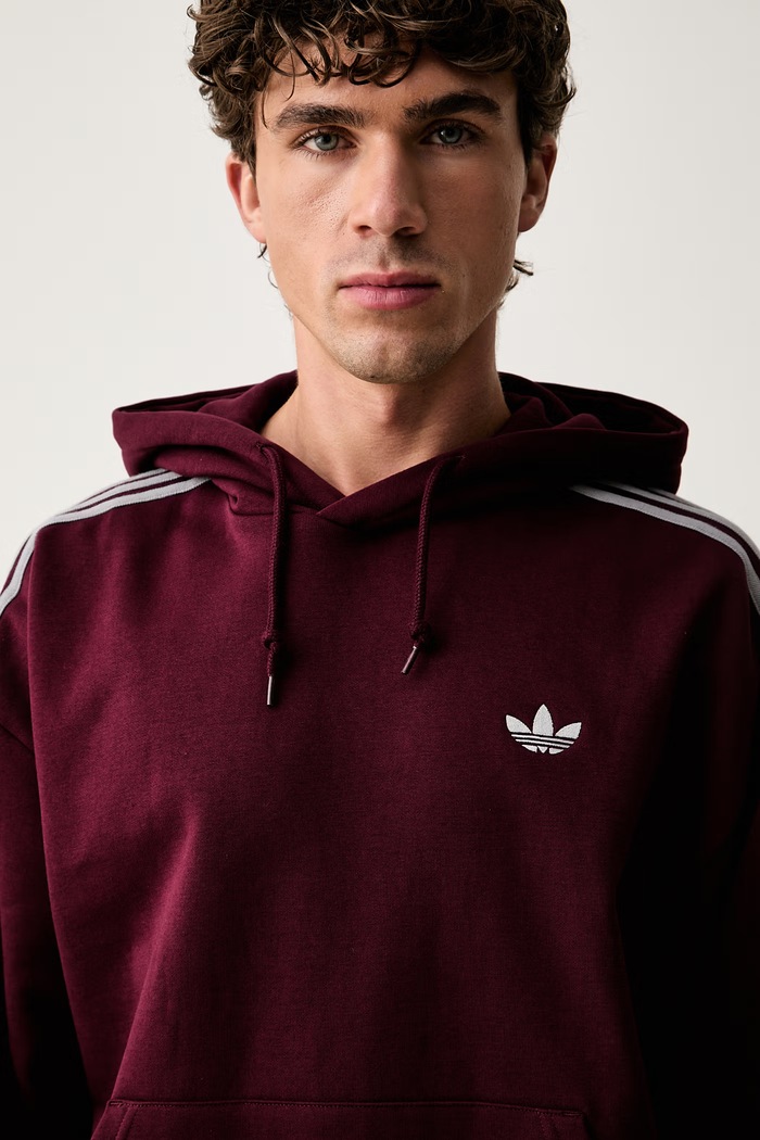 adidas Originals bluza z kapturem męska z bawełną Adicolor Classics bordowy KS7506