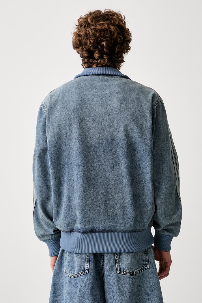 Odjeća adidas Originals dukserica na zakopčavanje za muškarce traper Firebird Adicolor Denim KS4970. plava
