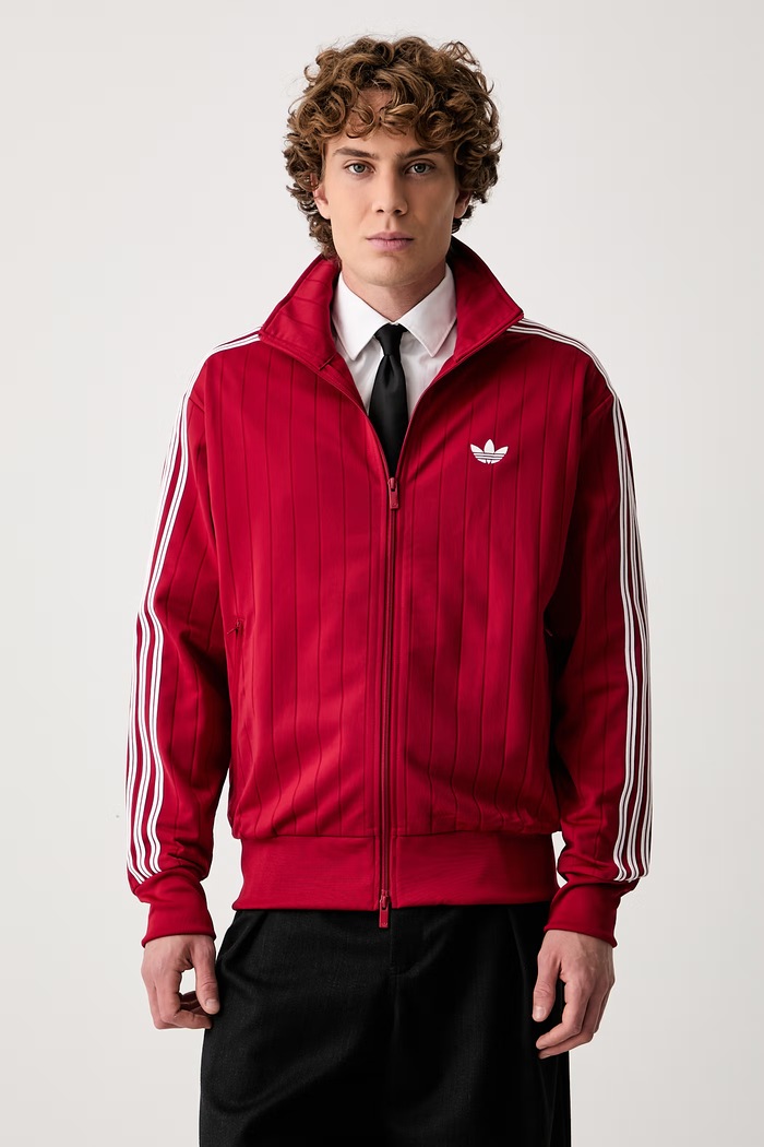 adidas Originals dukserica na zakopčavanje za muškarce Firebird Drop Needle crvena KE4126