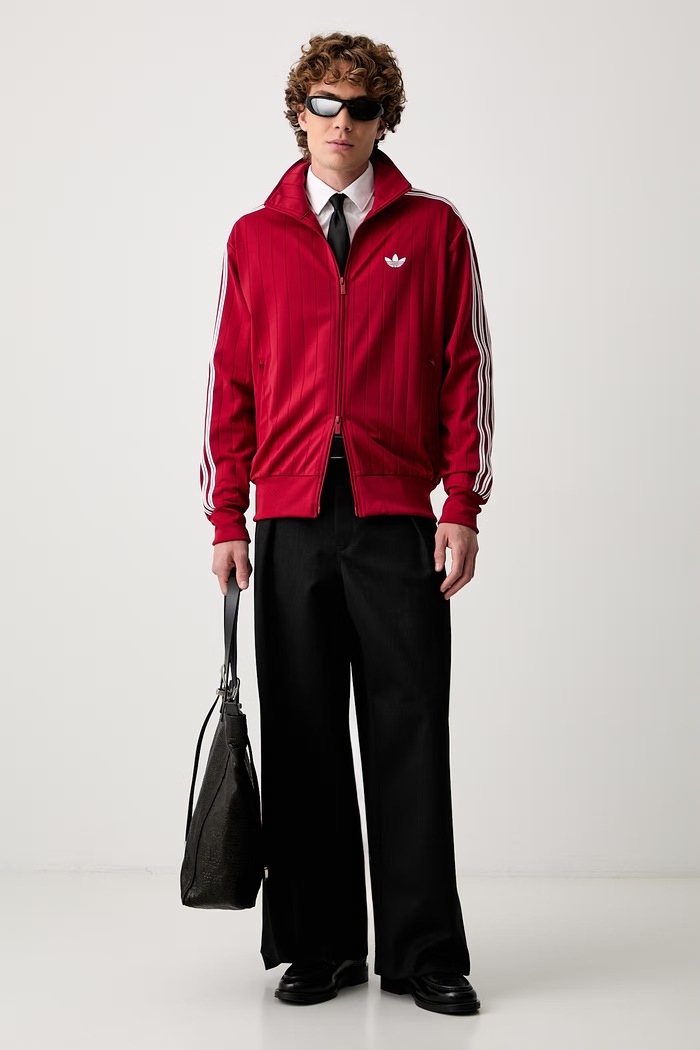 adidas Originals dukserica na zakopčavanje za muškarce Firebird Drop Needle KE4126 crvena AW26