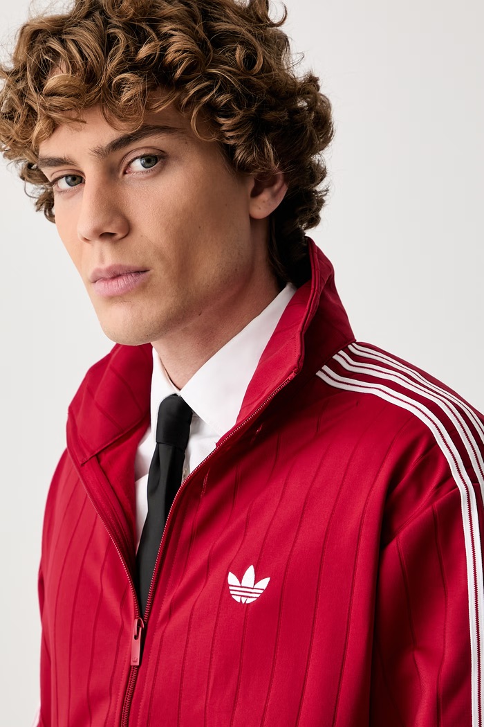 adidas Originals dukserica na zakopčavanje za muškarce Firebird Drop Needle crvena KE4126