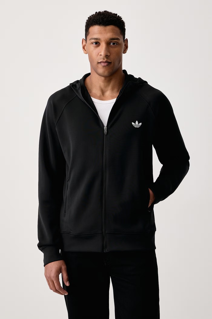 adidas Originals Mikina na zips s kapucňou pánska Trefoil Essentials Spacer čierna KT4620