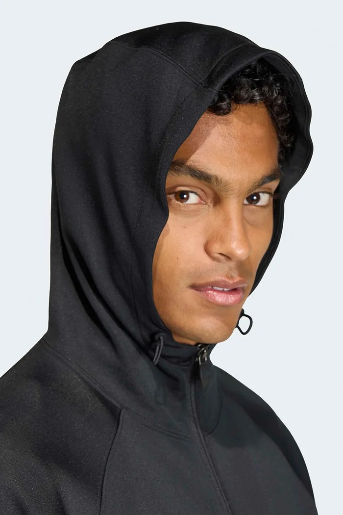 Μπλούζα με κουκούλα και κουμπιά ανδρική Trefoil Essentials Spacer adidas Originals KT4620 μαύρο