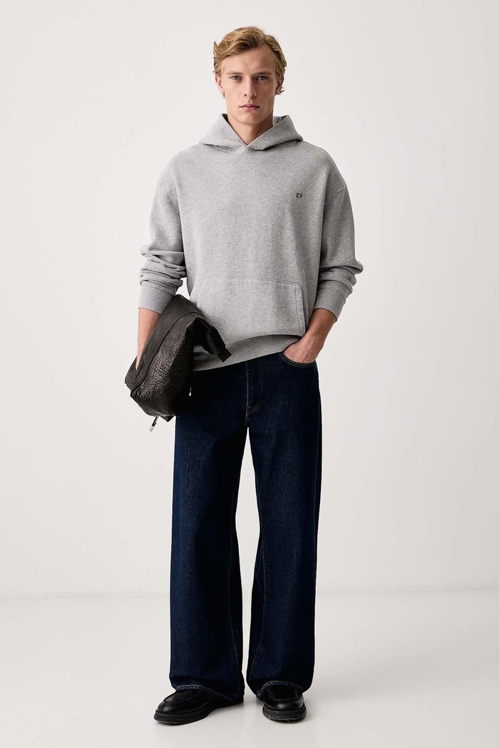 Zadig&Voltaire Bluza z kapturem męska z bawełną SWEELO JMSS01384 szary AW26