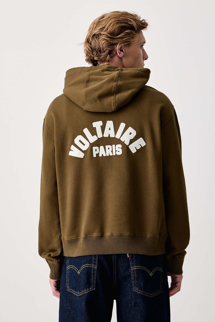 Zadig&Voltaire Dukserica sa kapuljačom za muškarce od pamuka SACHA zelena JMSS01314