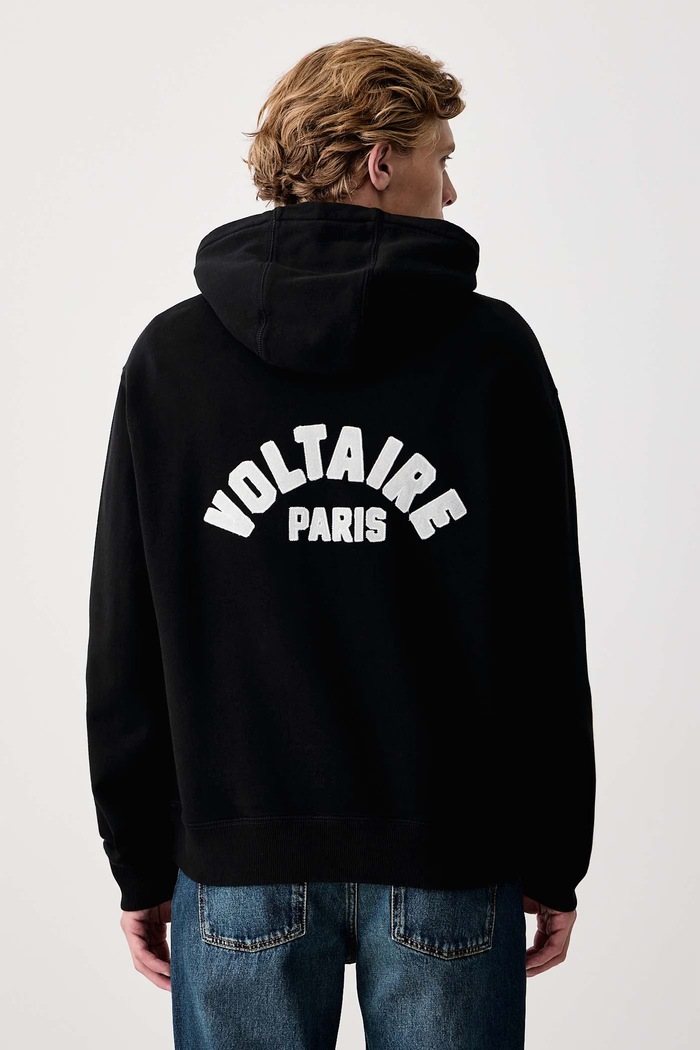 Zadig&Voltaire Dukserica sa kapuljačom za muškarce od pamuka SACHA crna JMSS01314