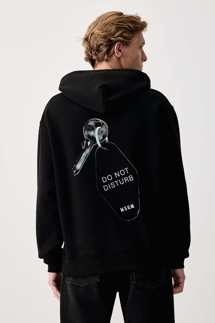 MSGM Dukserica sa kapuljačom za muškarce od pamuka crna 4140MM116SE.267599