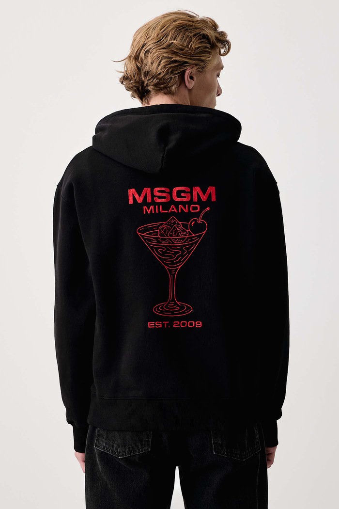 MSGM Dukserica sa kapuljačom za muškarce od pamuka crna 4140MM117SE.267599