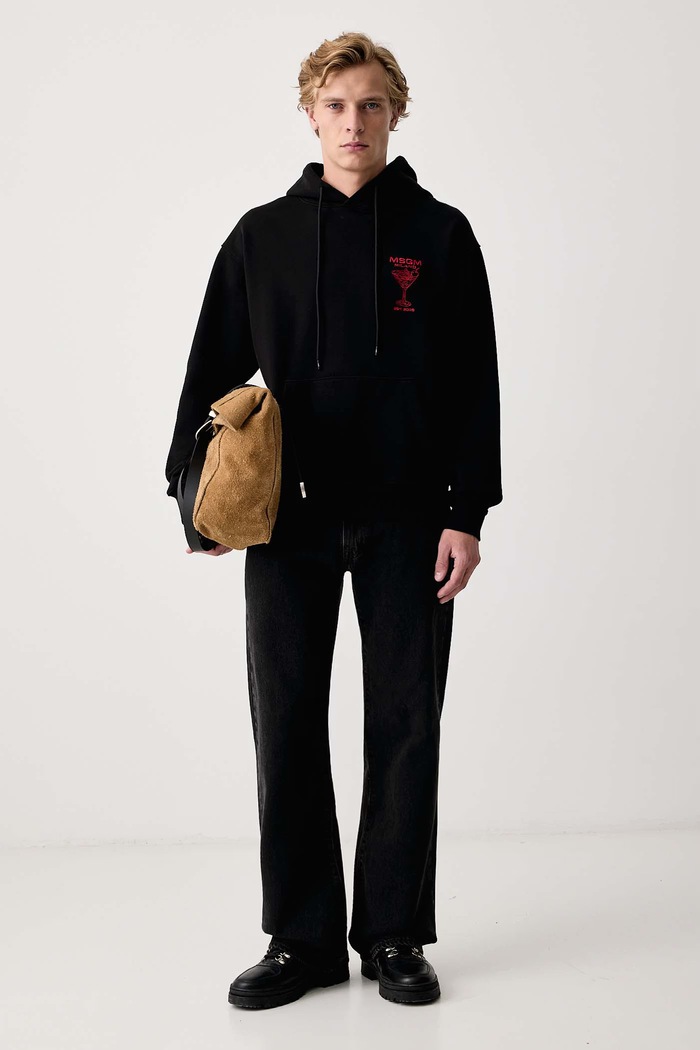 MSGM Dukserica sa kapuljačom za muškarce od pamuka 4140MM117SE.267599 crna AW26