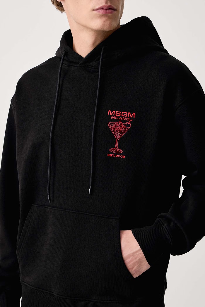 Dukserica sa kapuljačom za muškarce od pamuka MSGM 4140MM117SE.267599 crna