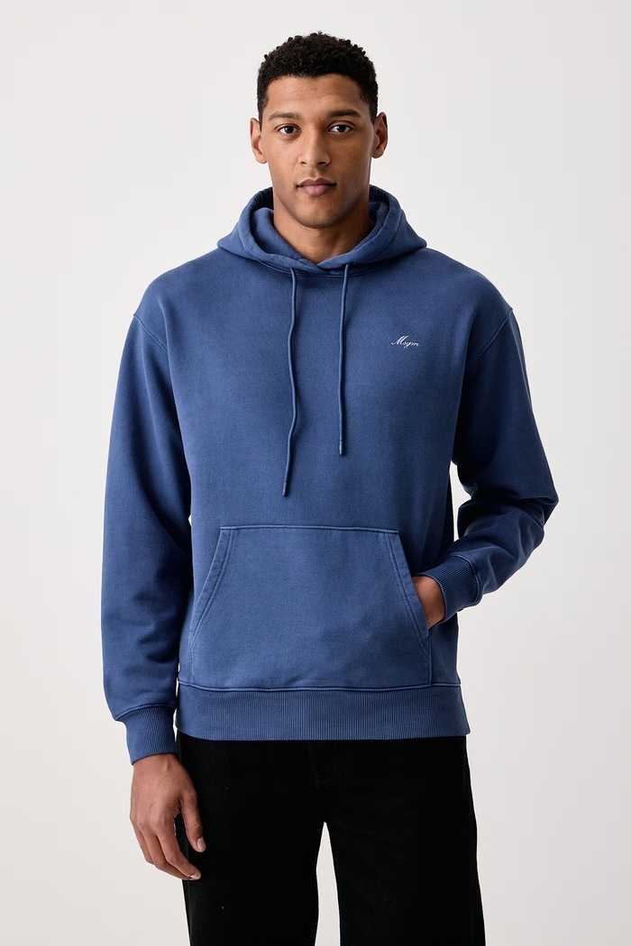 MSGM Bluza z kapturem męska bawełniana niebieski 4140MM132SE.267573