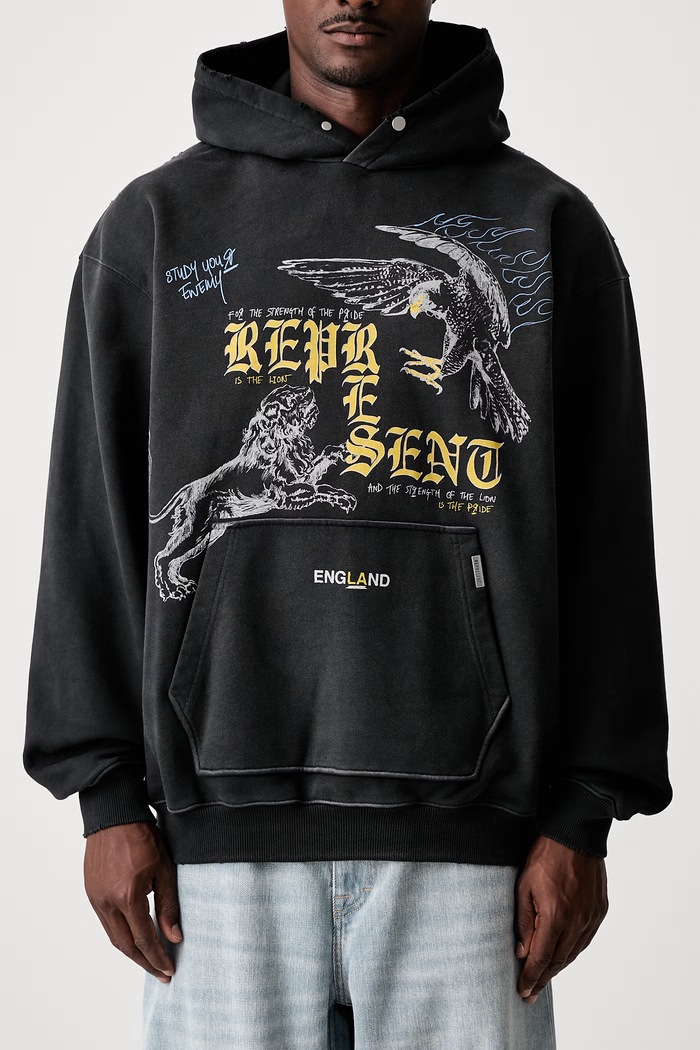 Represent bluza z kapturem bawełniana męska MLM101185 czarny