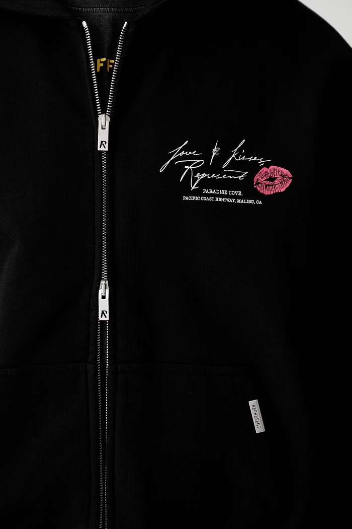 Represent bluza rozpinana z kapturem bawełniana męska czarny MLM101150