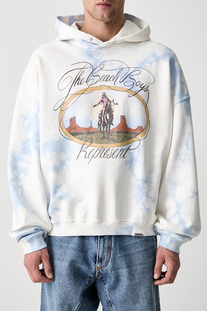 Bluza oversize bawełniana męska niebieski MLM101227