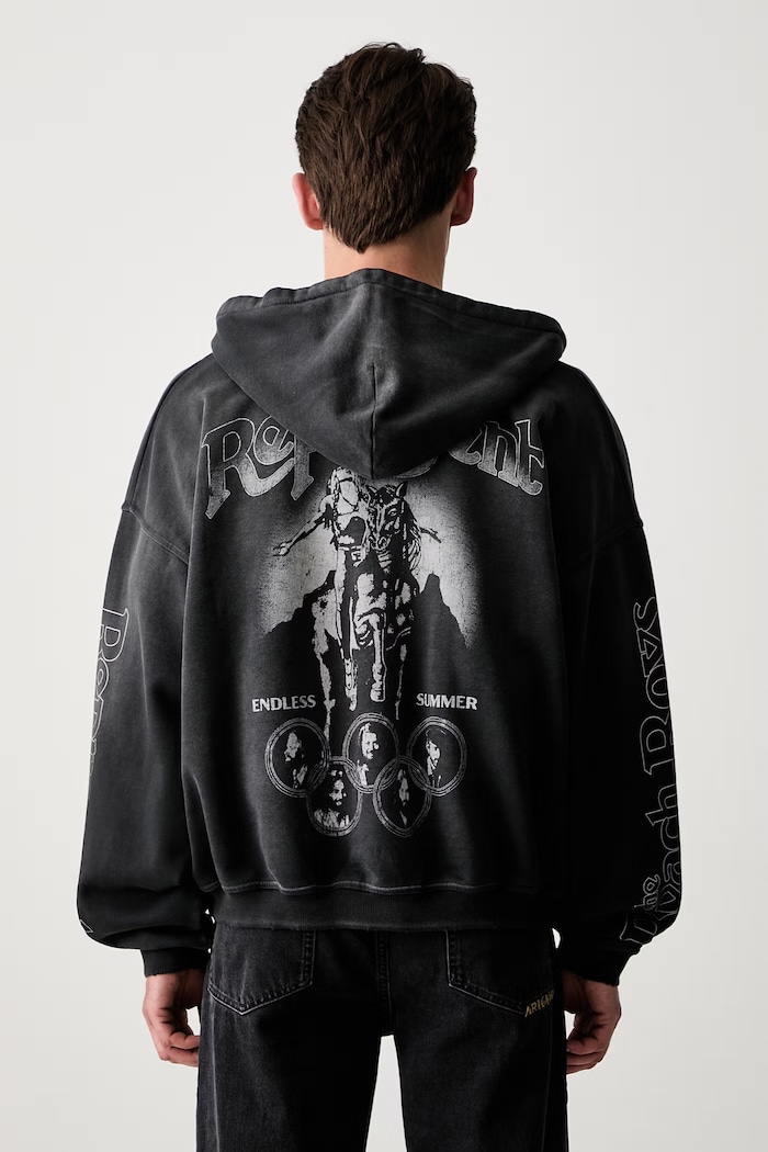 Bluza rozpinana z kapturem bawełniana męska czarny MLM101224