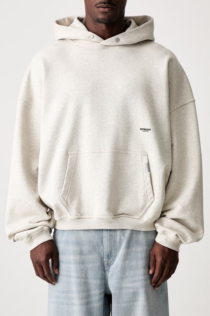 Represent bluza z kapturem bawełniana męska OCM100041 szary