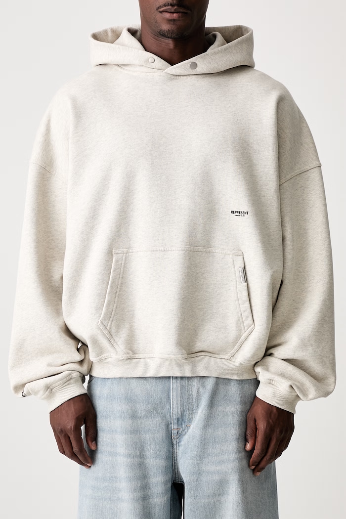Represent bluza z kapturem bawełniana męska OCM100041 szary