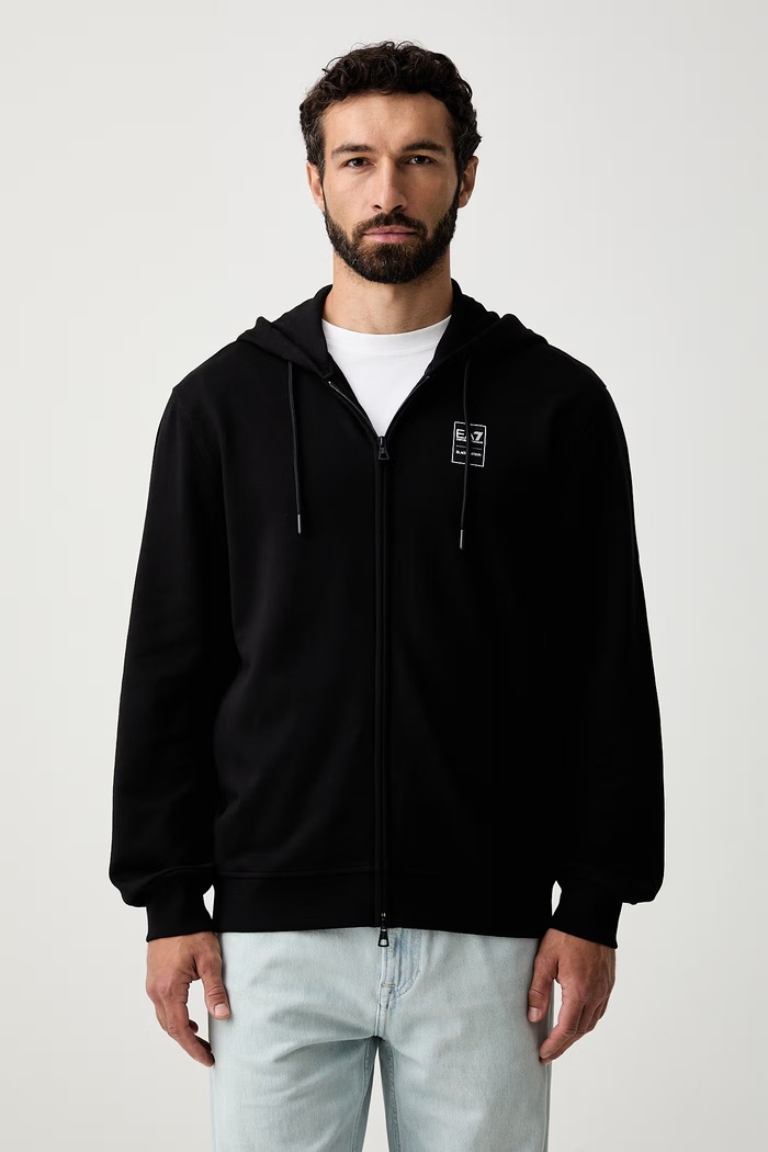 Marc O'Polo Bluza rozpinana z kapturem męska bawełniana czarny AF27201.7M002110