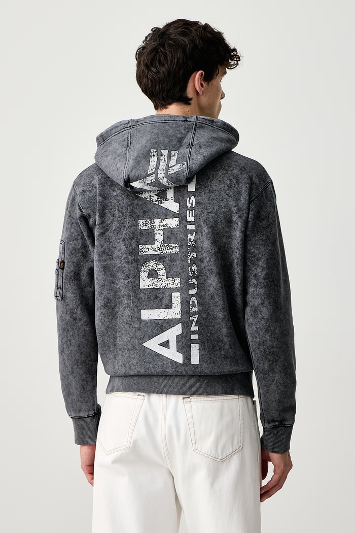 Ρούχα Alpha Industries Μπλούζα με κουκούλα ανδρική με βαμβάκι Backprint Vintage 178318V γκρί
