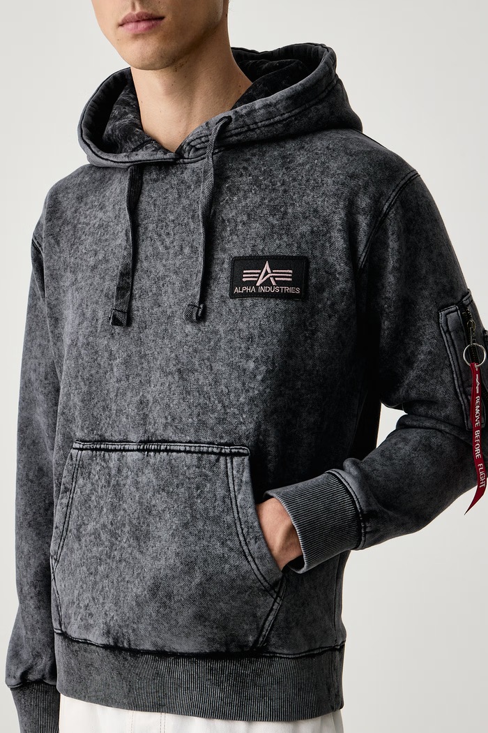Μπλούζα με κουκούλα ανδρική με βαμβάκι Backprint Vintage Alpha Industries 178318V γκρί