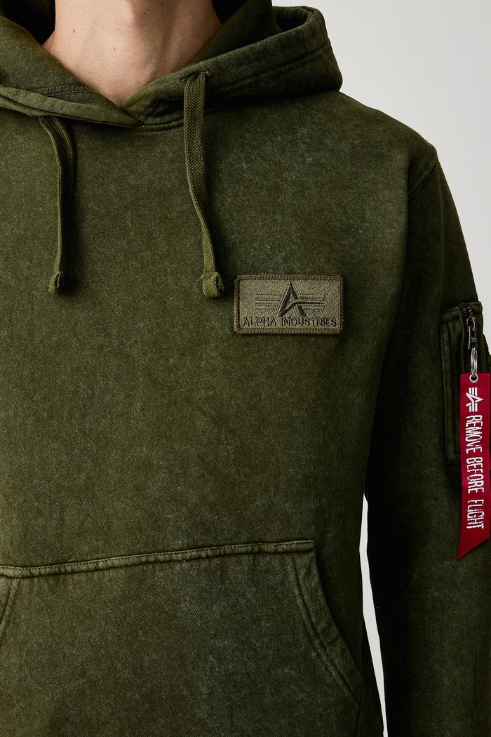 Μπλούζα με κουκούλα ανδρική με βαμβάκι Backprint Vintage Alpha Industries 178318V πράσινο