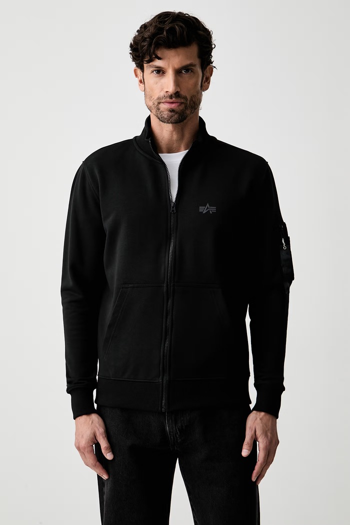 Alpha Industries μπλούζα με κουμπιά ανδρική με βαμβάκι DTM Mid μαύρο 268302