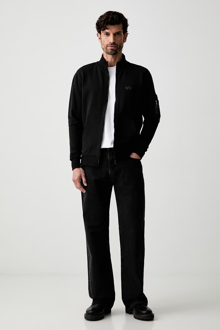 Alpha Industries μπλούζα με κουμπιά ανδρική με βαμβάκι DTM Mid 268302 μαύρο AW26