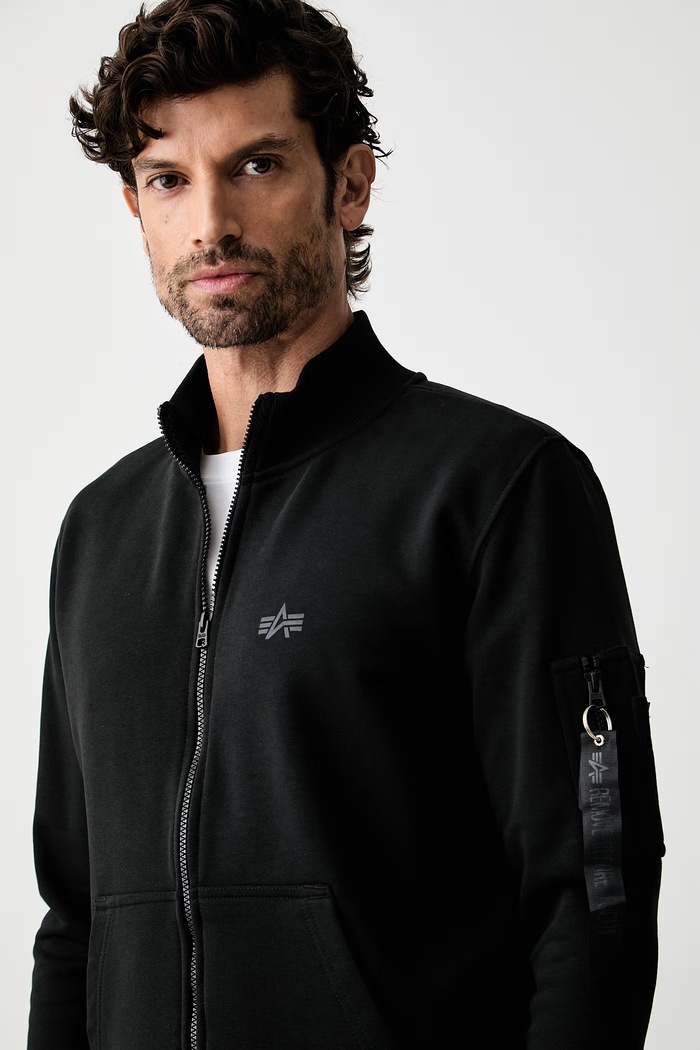 Alpha Industries μπλούζα με κουμπιά ανδρική με βαμβάκι DTM Mid μαύρο 268302
