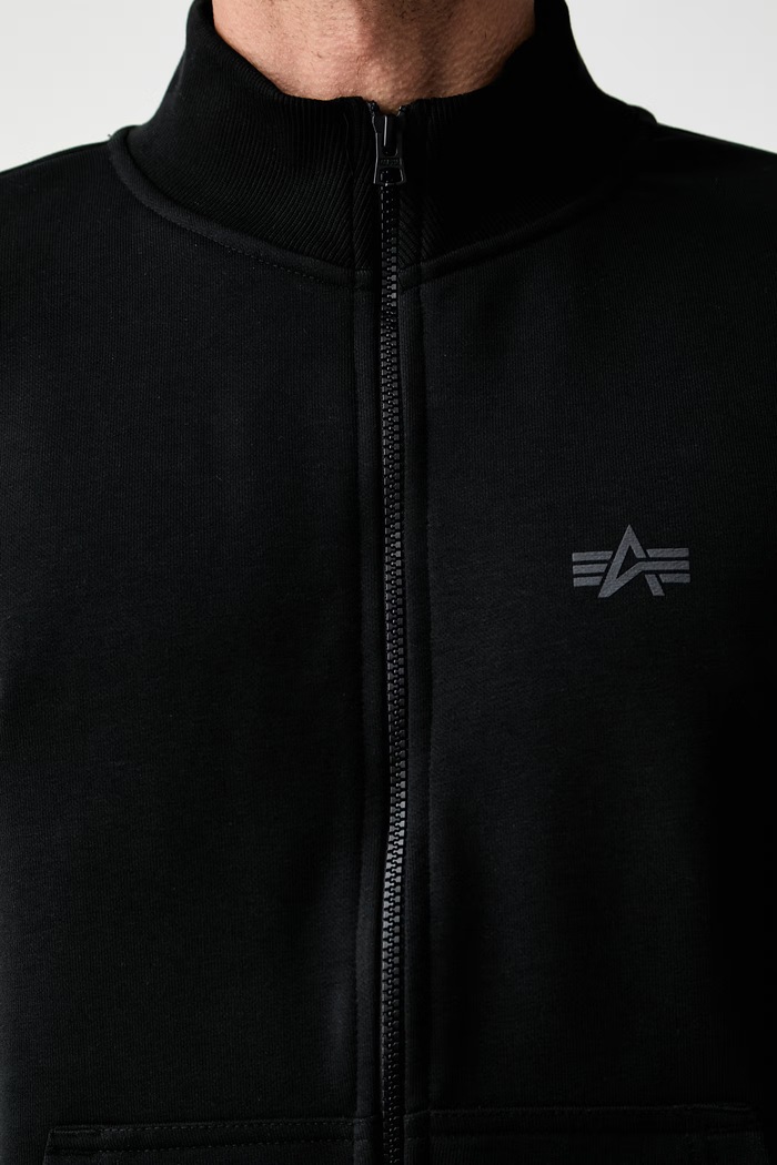 Alpha Industries μπλούζα με κουμπιά ανδρική με βαμβάκι DTM Mid 268302 μαύρο