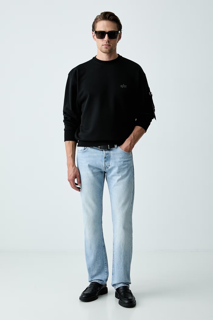 Alpha Industries bluza męska z bawełną DTM Mid 268303 czarny AW26