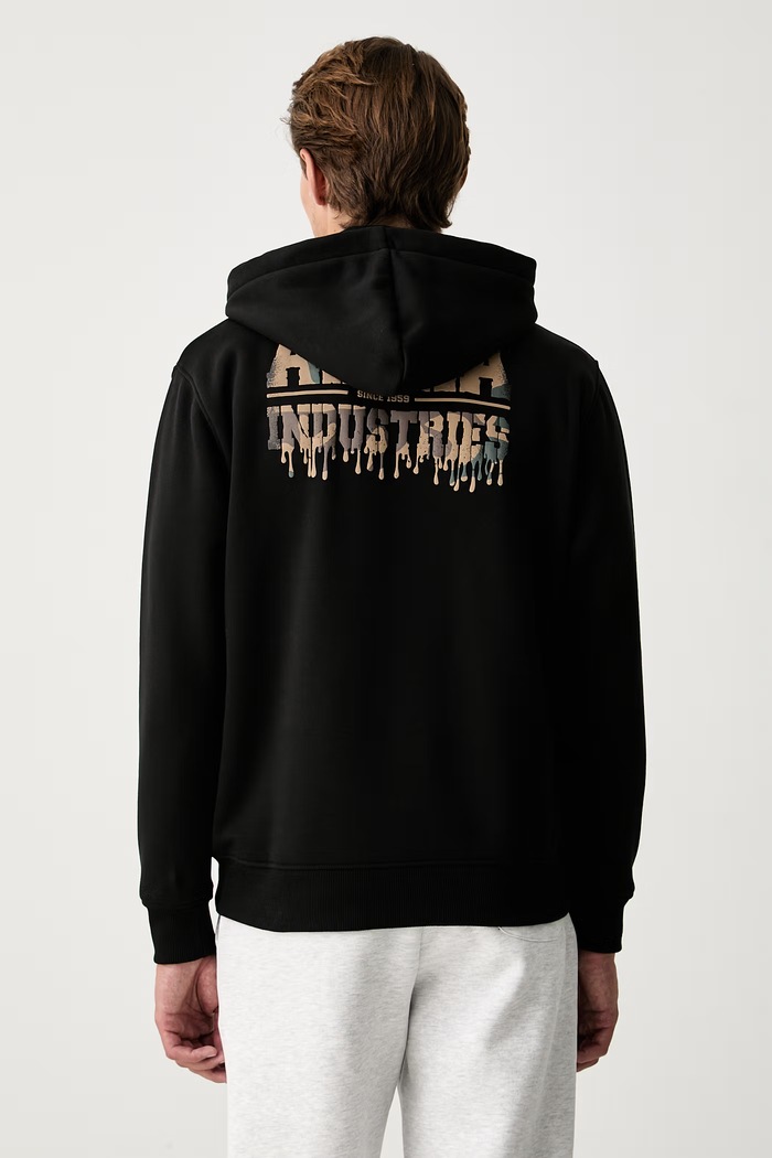 Odzież Alpha Industries bluza z kapturem męska z bawełną Dripping Camo Print 268338 czarny