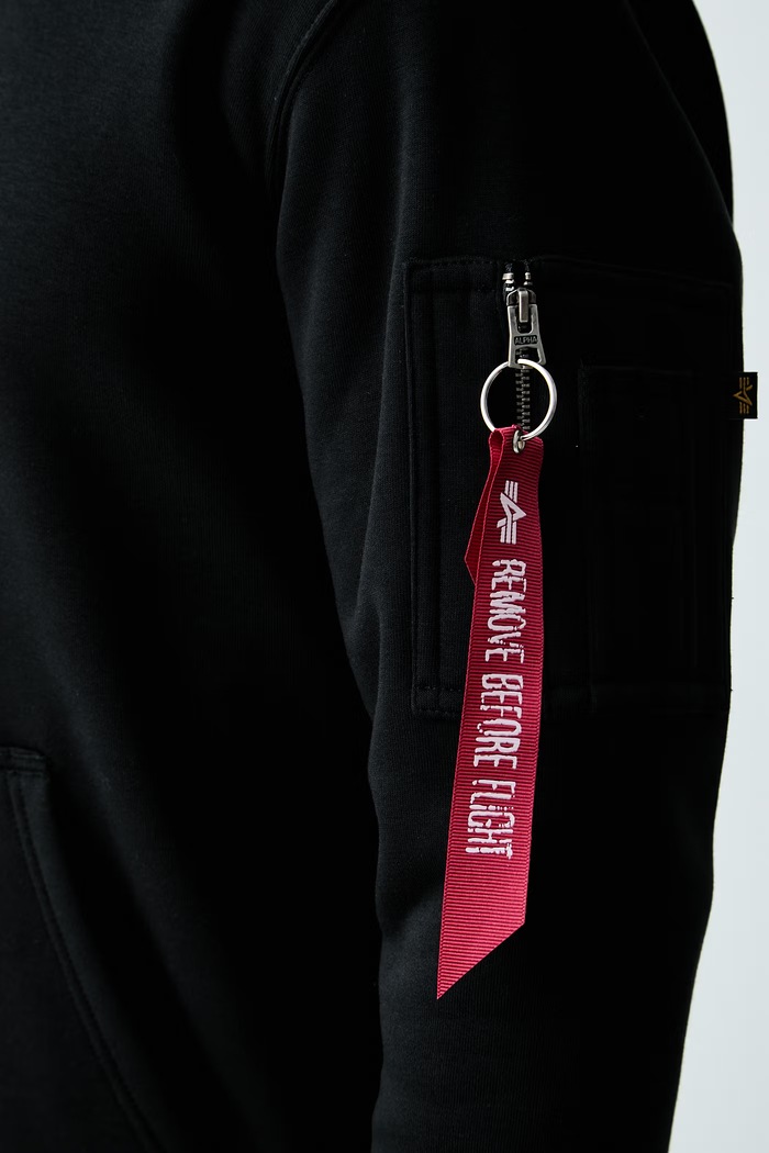 Alpha Industries μπλούζα με κουκούλα ανδρική με βαμβάκι 126803 μαύρο