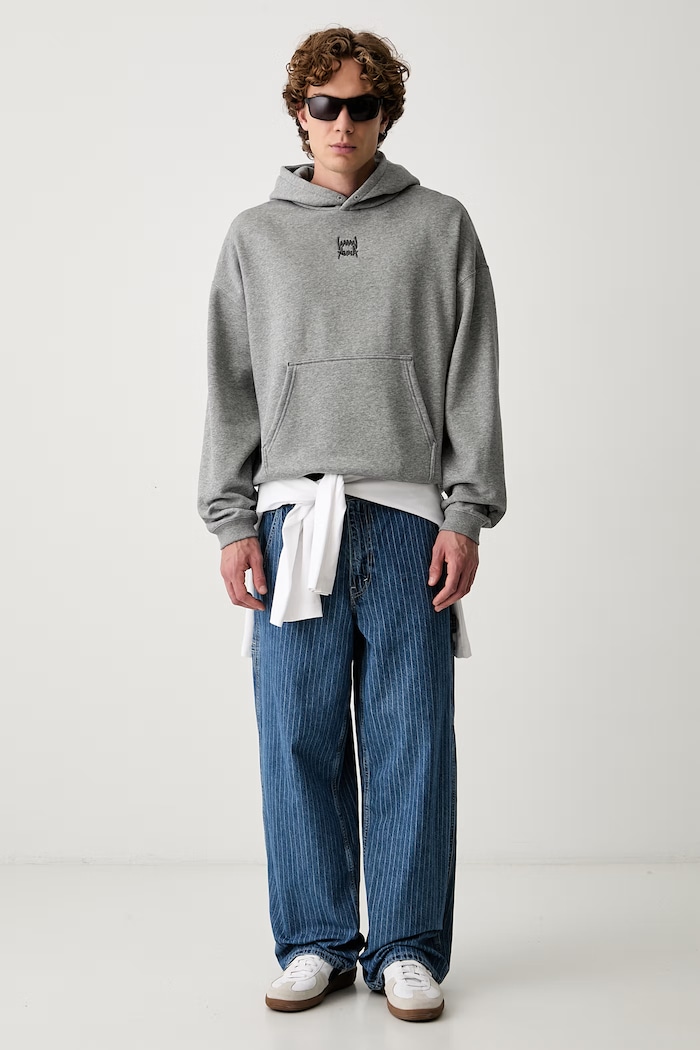 Puma Hanorac cu glugă pentru bărbați cu bumbac FUNDAMENTALS 694546 gri AW26