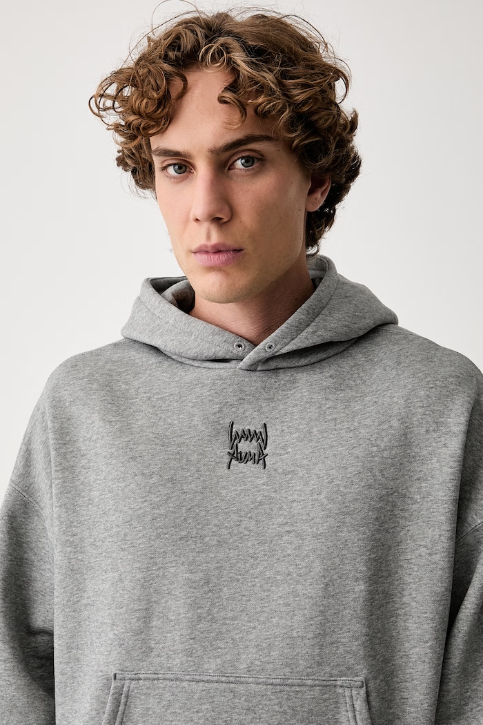 Hanorac cu glugă pentru bărbați cu bumbac FUNDAMENTALS Puma 694546 gri