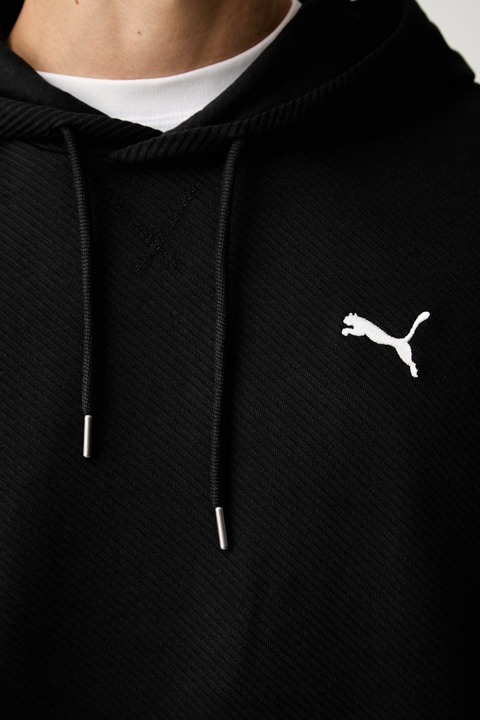 Puma bluza z kapturem męska z bawełną Essentials Elevated 694309 czarny