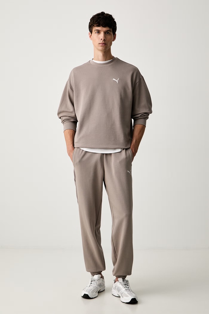 Puma bluza męska z bawełną Essentials Elevated 694308 beżowy AW26