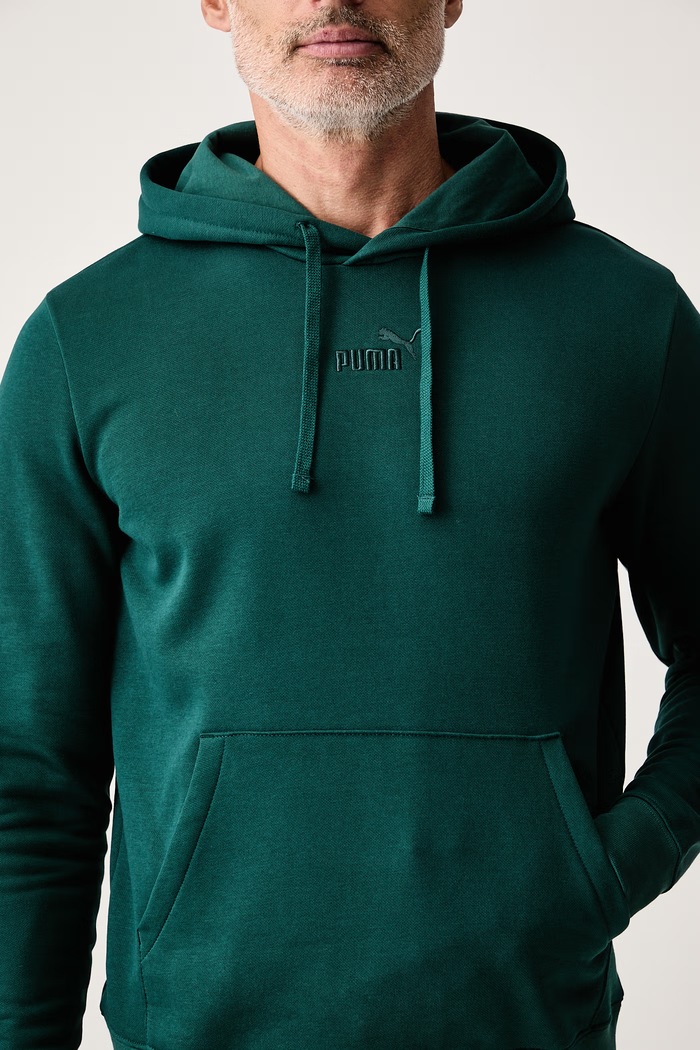 Bluza z kapturem męska z bawełną Essentials Puma 692914.M zielony