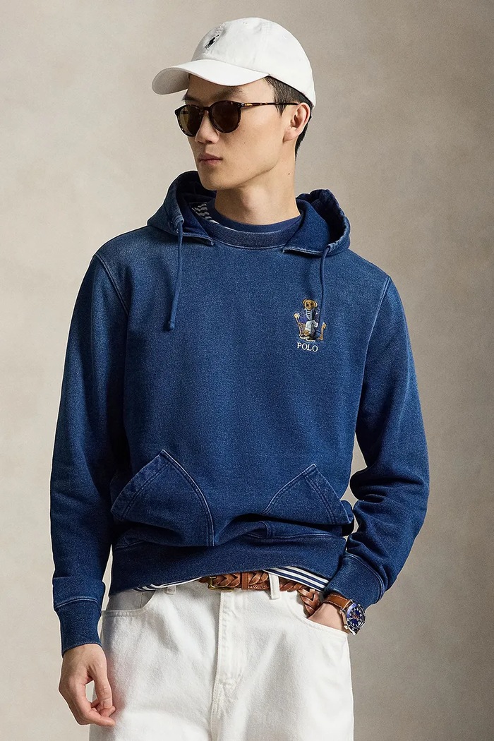 Polo Ralph Lauren bluza z kapturem bawełniana męska niebieski 710B18563001