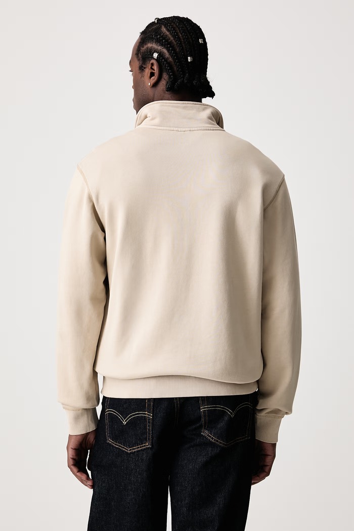 Odzież G-Star Bluza męska bawełniana Unit washed half zip D30717.D969 beżowy