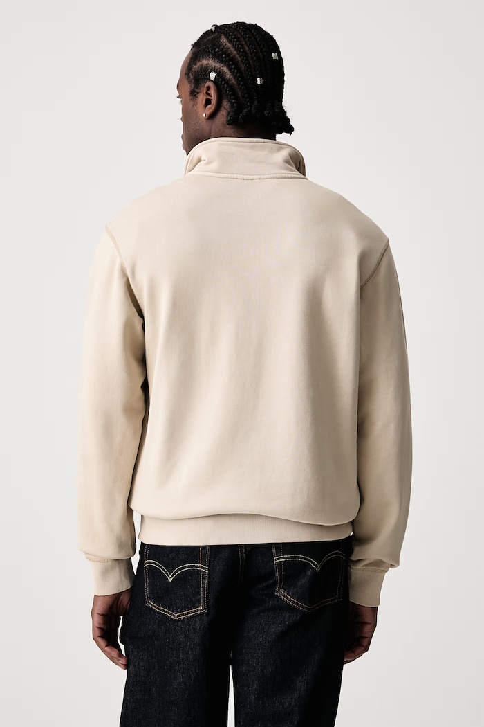 Odzież G-Star Bluza męska bawełniana Unit washed half zip D30717.D969 beżowy