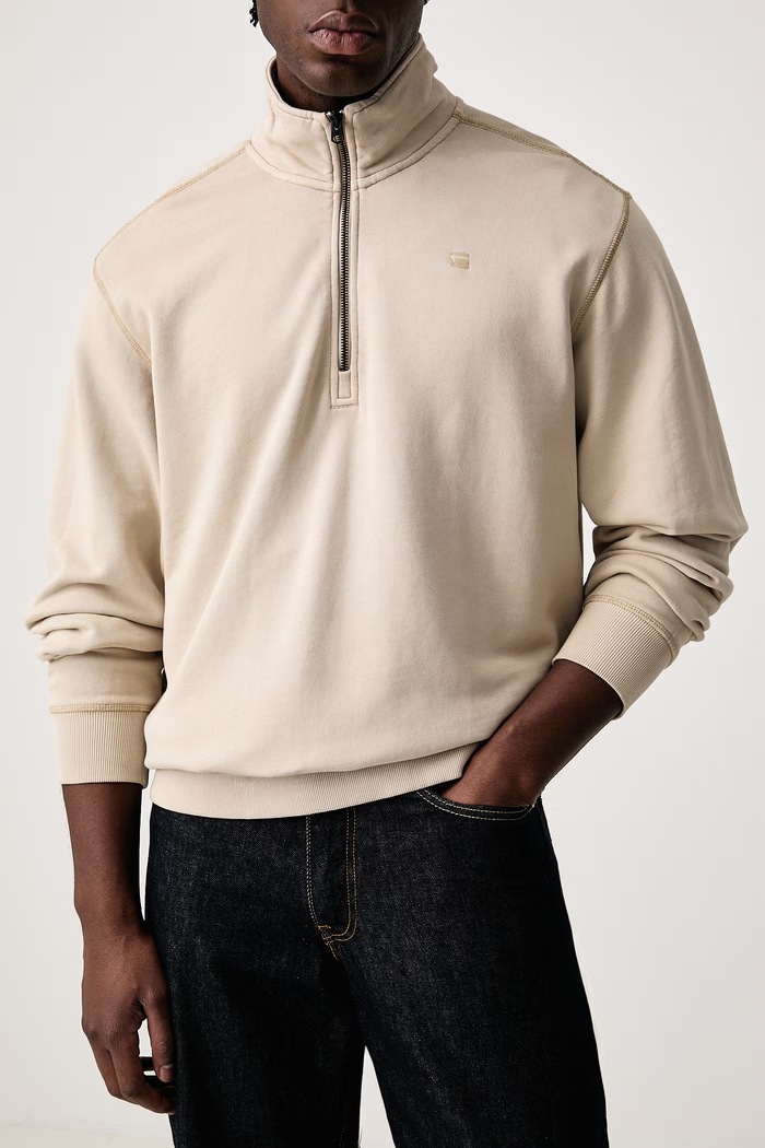 Bluza męska bawełniana Unit washed half zip G-Star D30717.D969 beżowy
