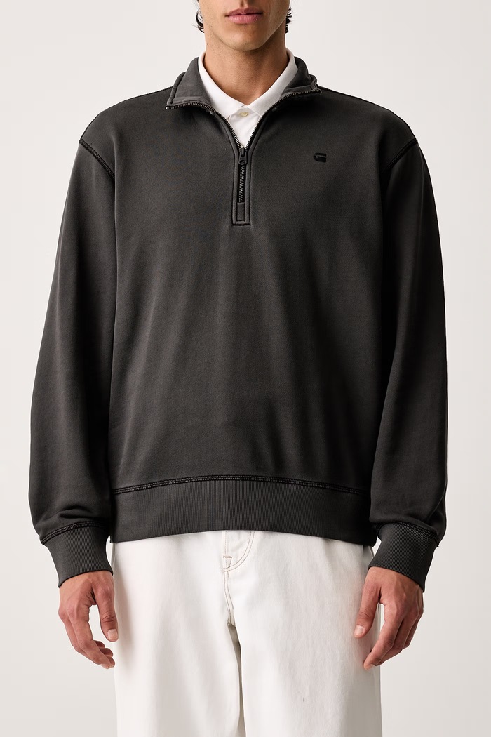 Суичър мъжки от памук Unit washed half zip G-Star D30717.D969 сив