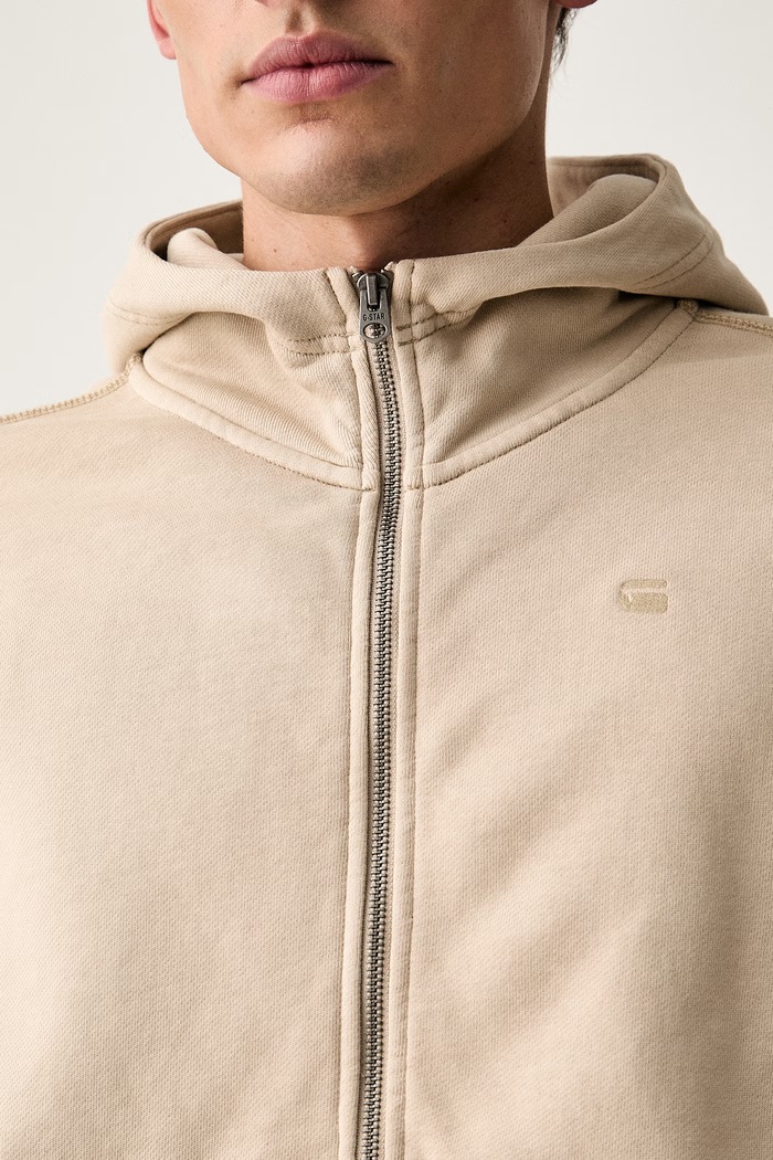 G-Star bluza rozpinana męska bawełniana Unit washed full zip hdd D30718.D969 beżowy