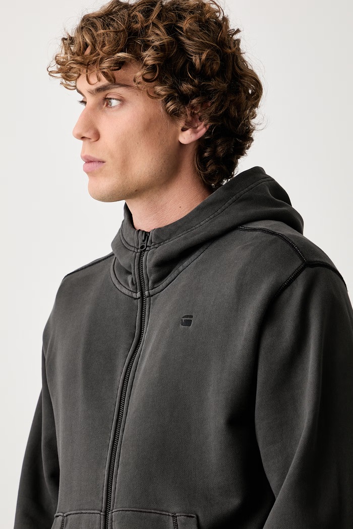 G-Star rozepínací mikina pánská bavlněná Unit washed full zip hdd šedá D30718.D969