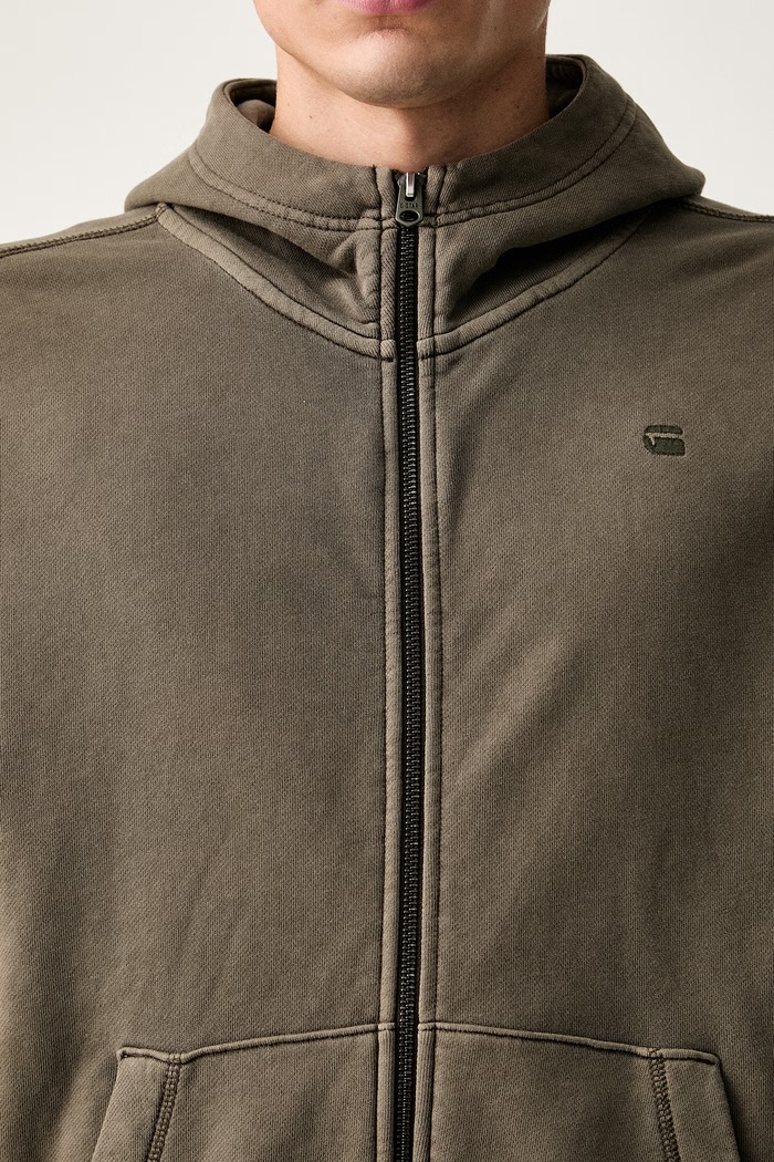 G-Star μπλούζα με κουμπιά ανδρική βαμβακερή Unit washed full zip hdd D30718.D969 πράσινο