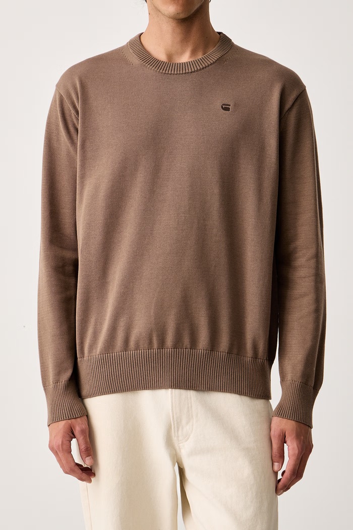 Sweter męski z bawełną Core refined r G-Star D30780.E813 brązowy