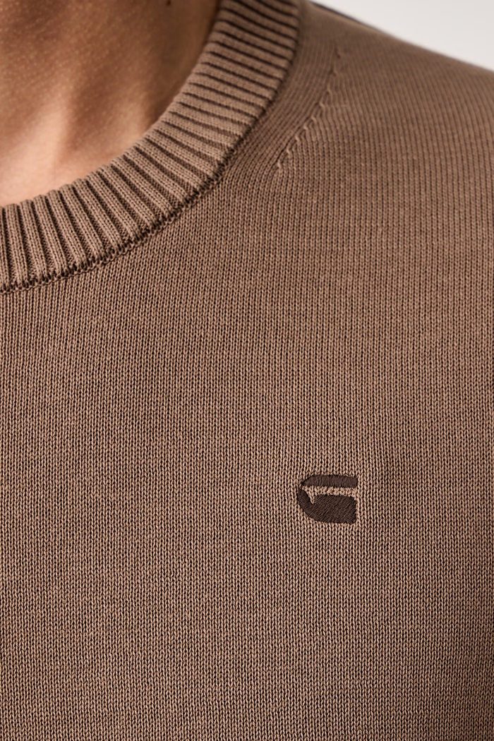 Sweter męski z bawełną Core refined r G-Star brązowy D30780.E813